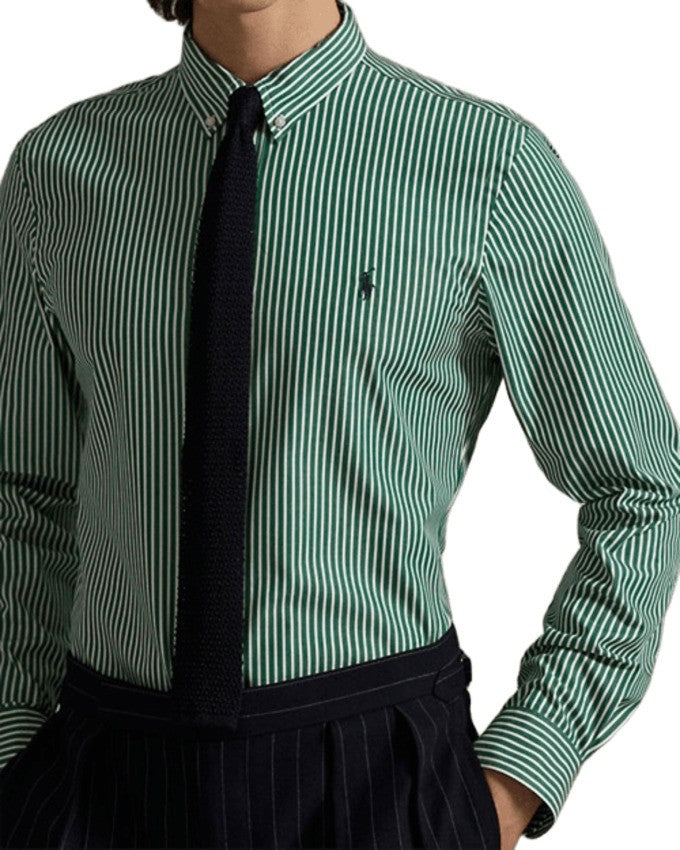 Polo Ralph Lauren Forest Green And White Striped Casual Shirt