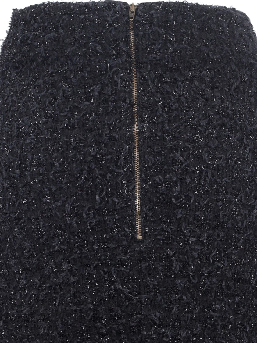Balenciaga Midi Tweed Skirt – Black