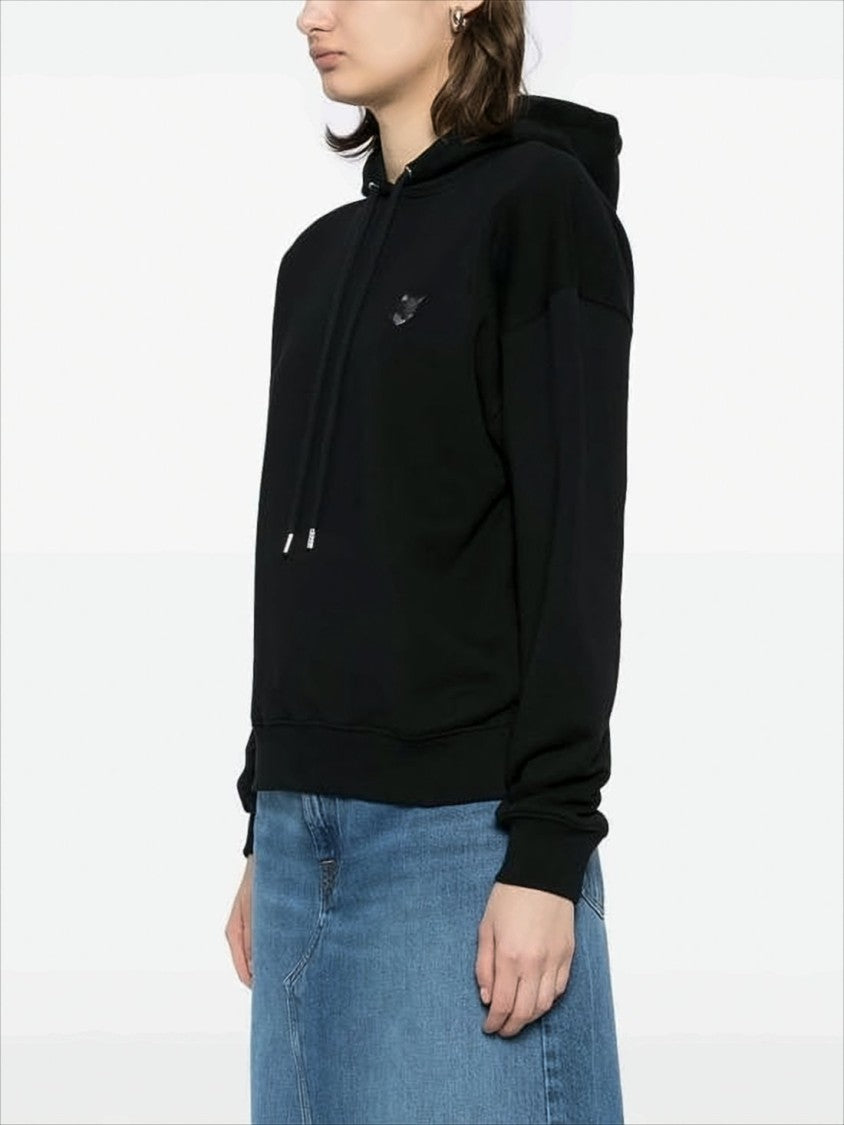 Maison Kitsuné Relaxed Fit Black Hoodie With Drawstring Hood And Embroidered Detail