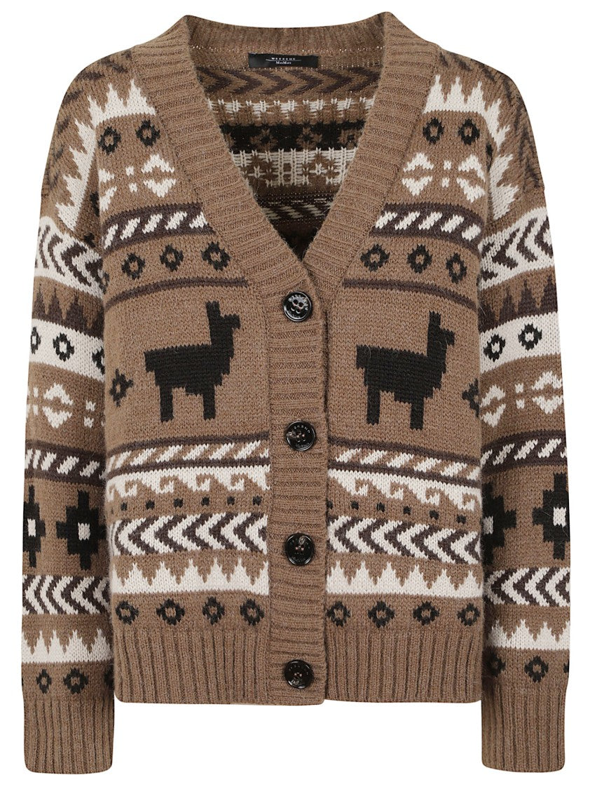 Max Mara Peruvian-Patterned Alpaca Blend Overfit Cardigan