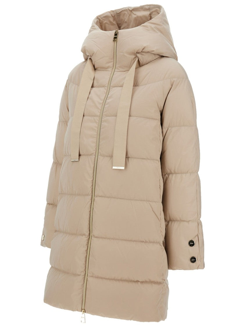 Herno Puffer Coat With High Padded Collar And Relaxed Fit