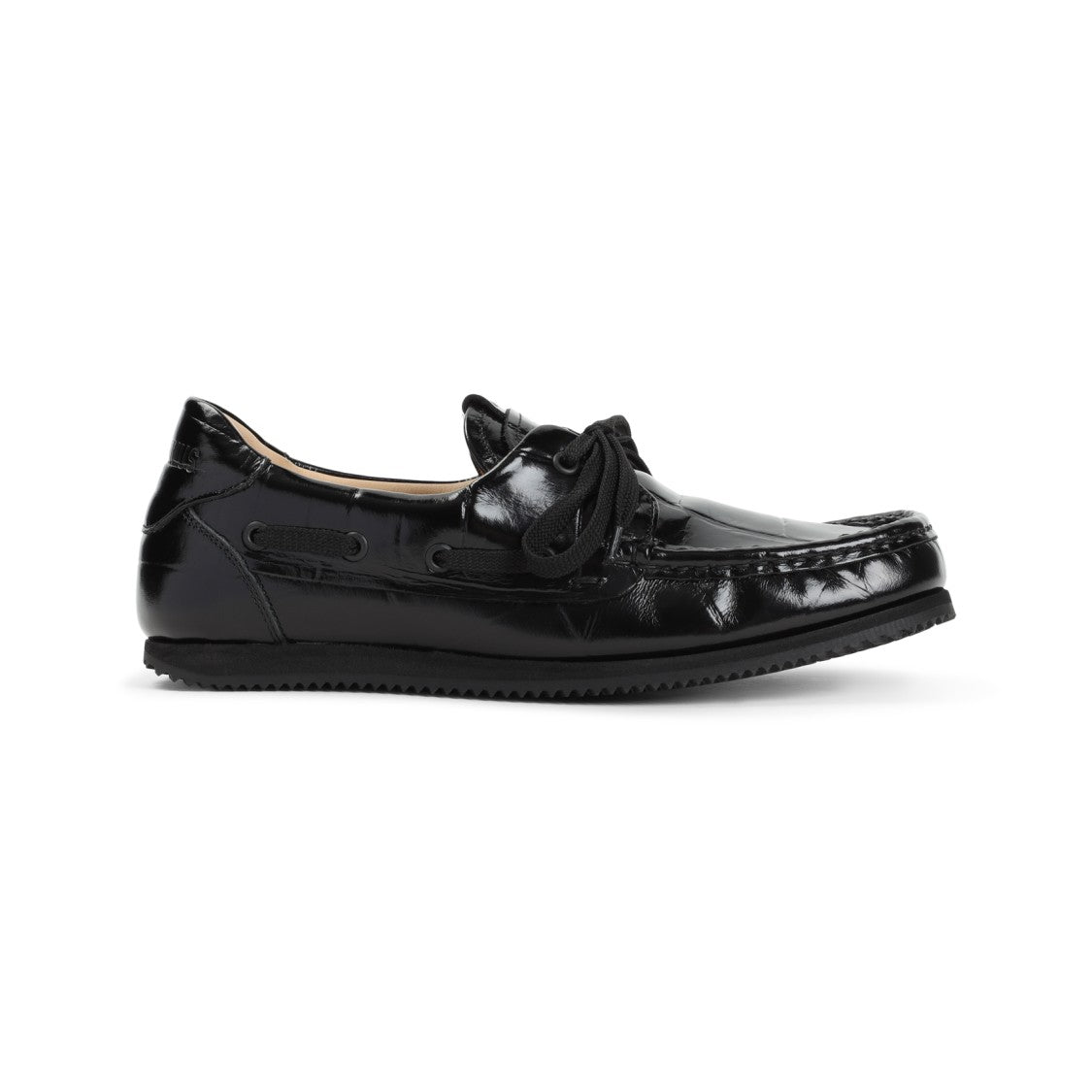 Jacquemus Glossy Black Leather Moccasin Loafers