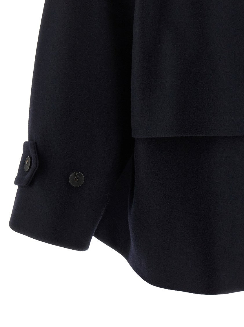 Alberto Biani Wool Blend Caban With Bat Sleeves