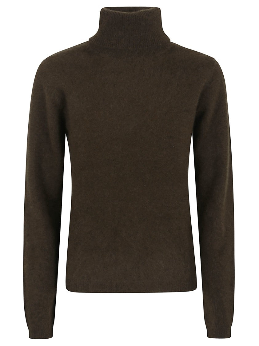 Parosh High Ribbed Turtleneck Sweater In Plush Raccoon Fur