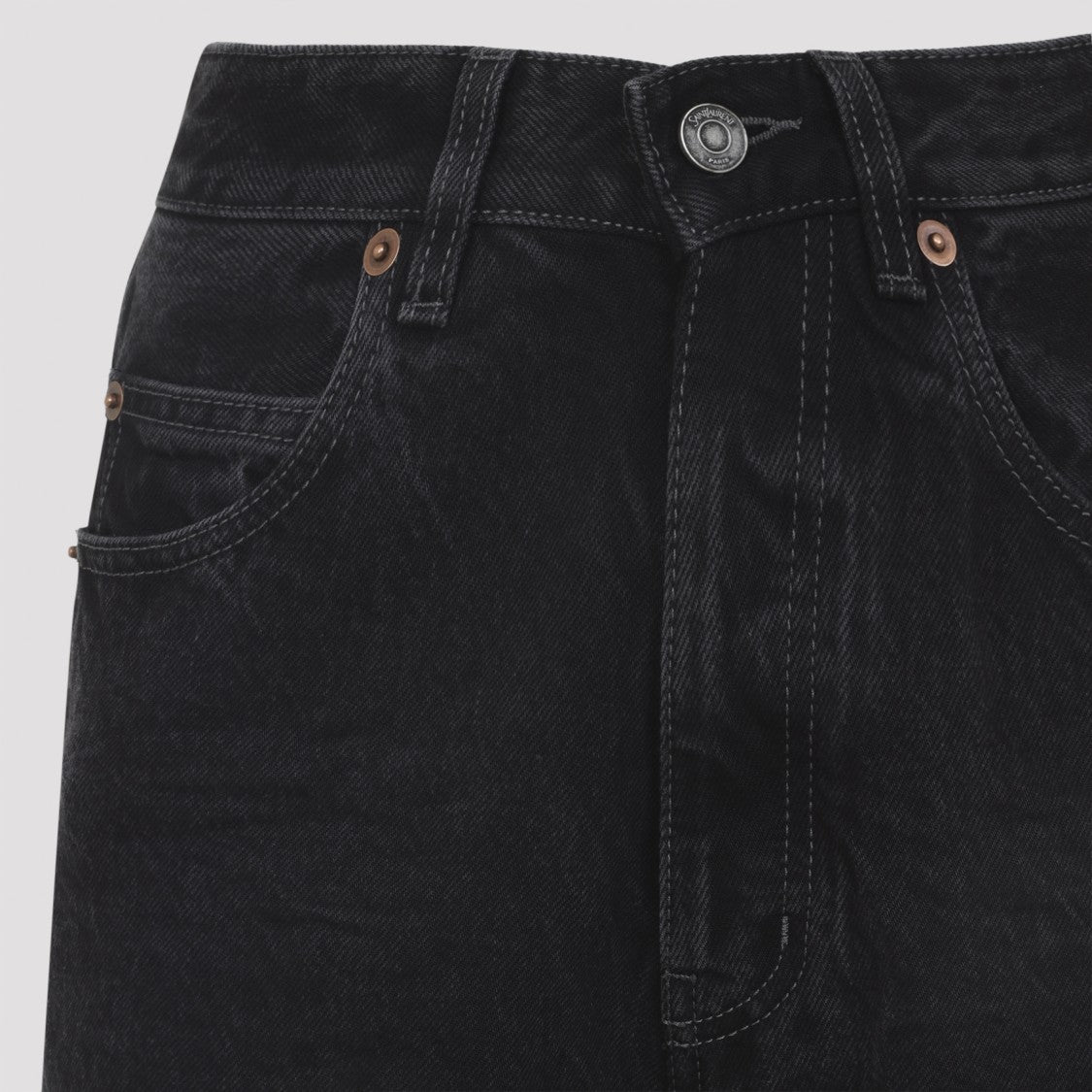 Saint Laurent V Waist Baggy Black Cotton Jeans