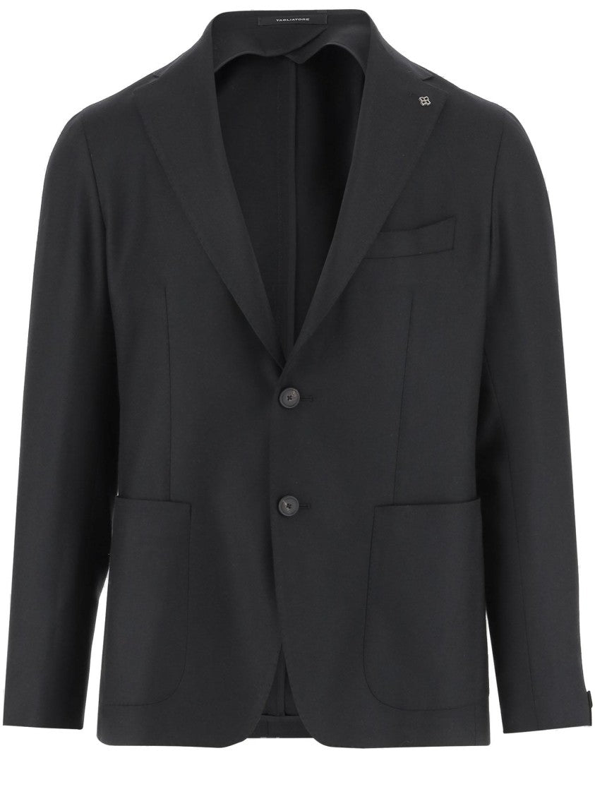 Tagliatore Single-Breasted Stretch Wool Jacket With Welt Pockets And Reverse Spear Collar