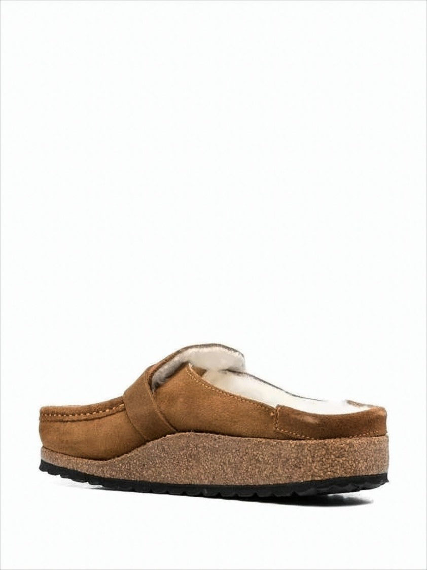Birkenstock Brown Suede Mule With Silver Buckle