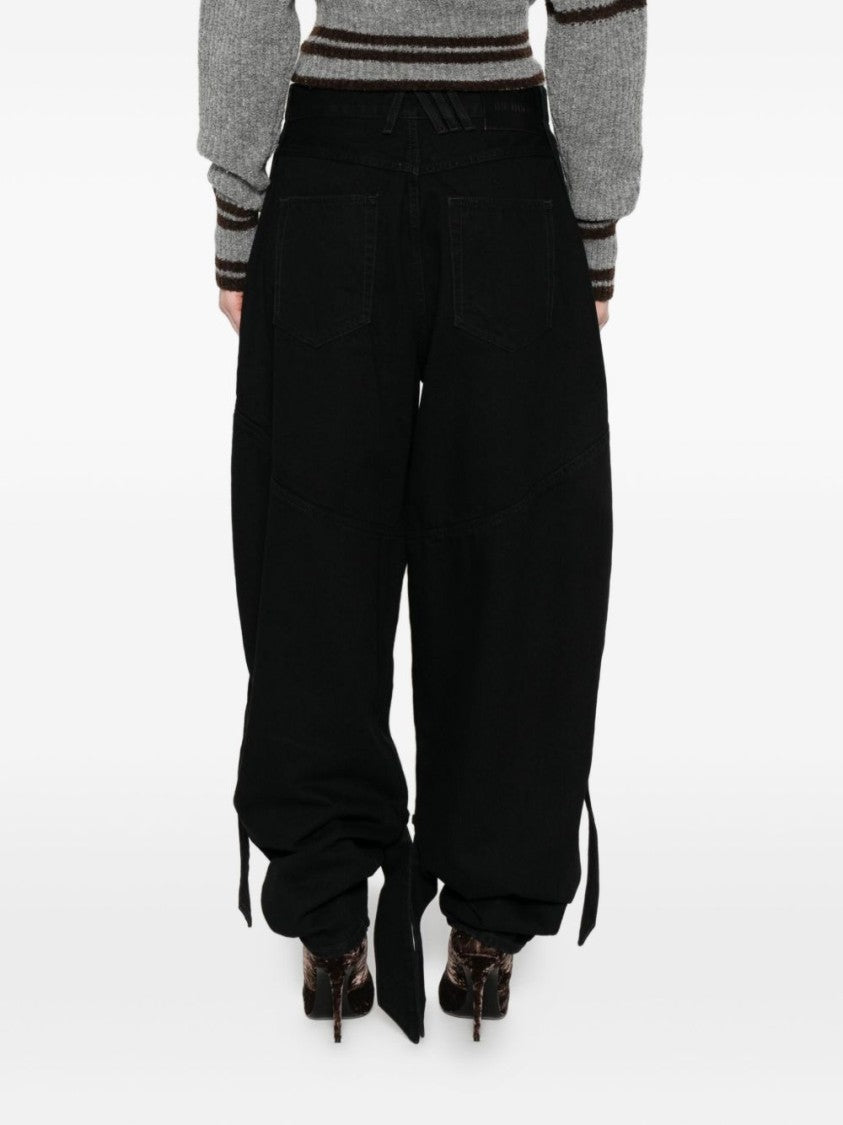 The Attico Voluminous Black Jeans With Unique Ties