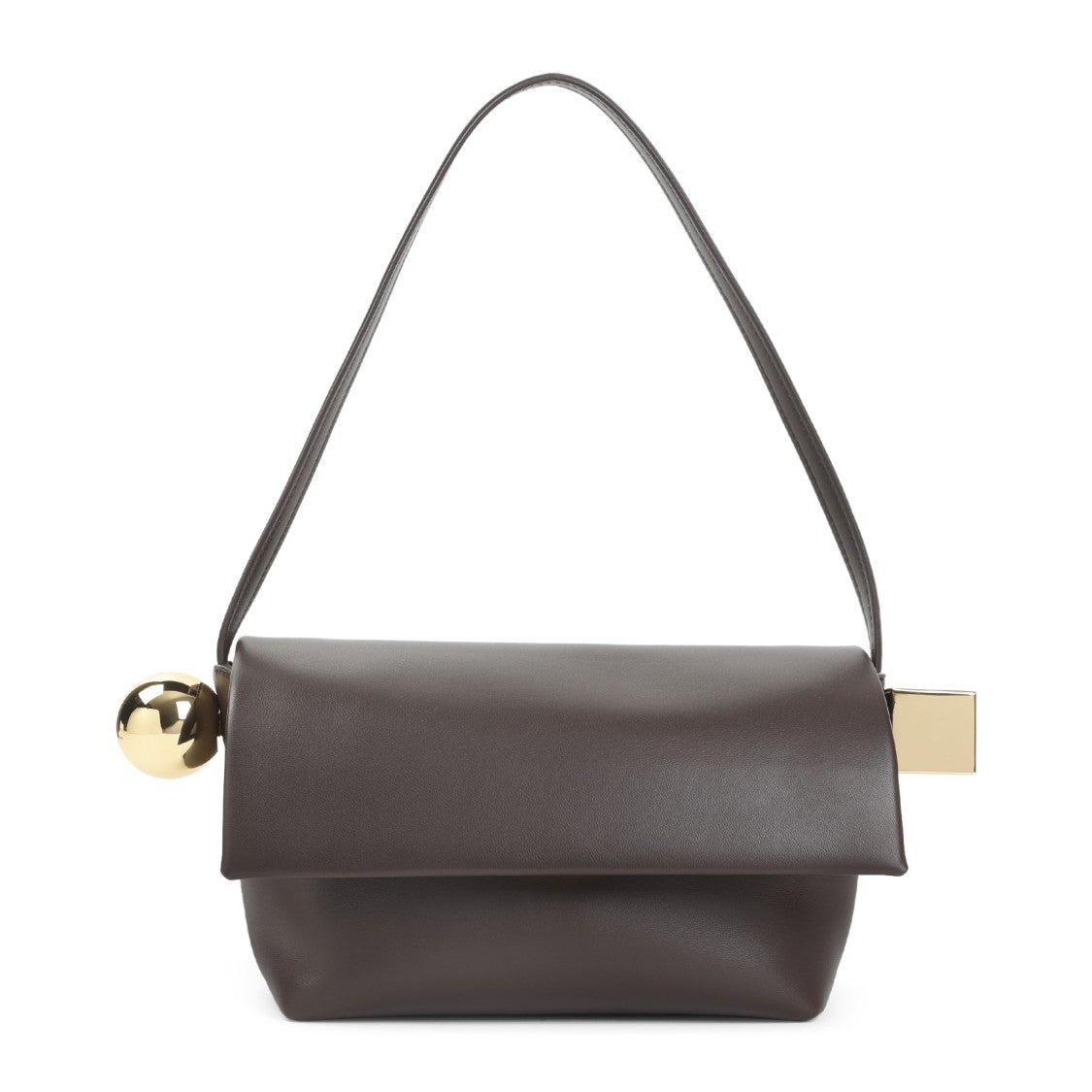 Jacquemus Dark Brown Lamb Leather Le Rond Carre Handbag
