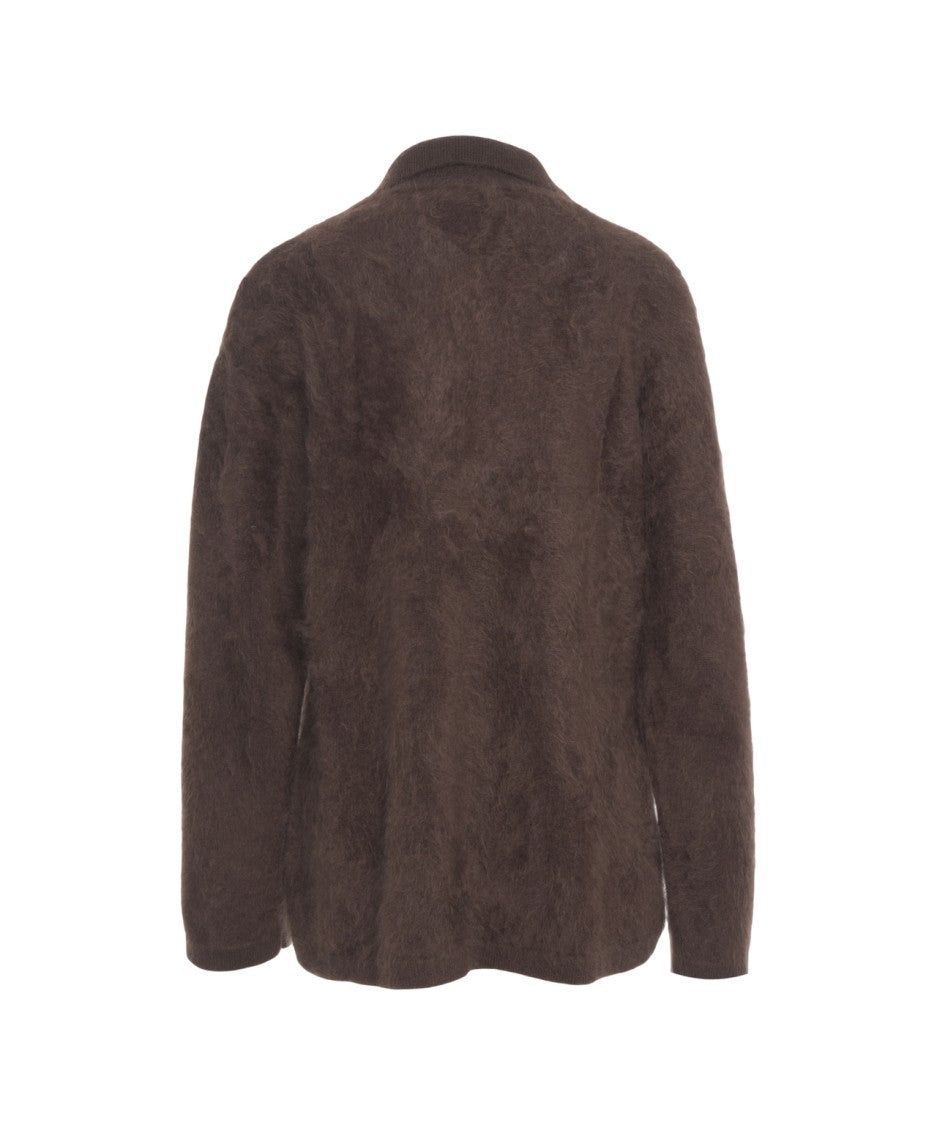 Soft Goat Brushed Cashmere Polo With Classic Collar