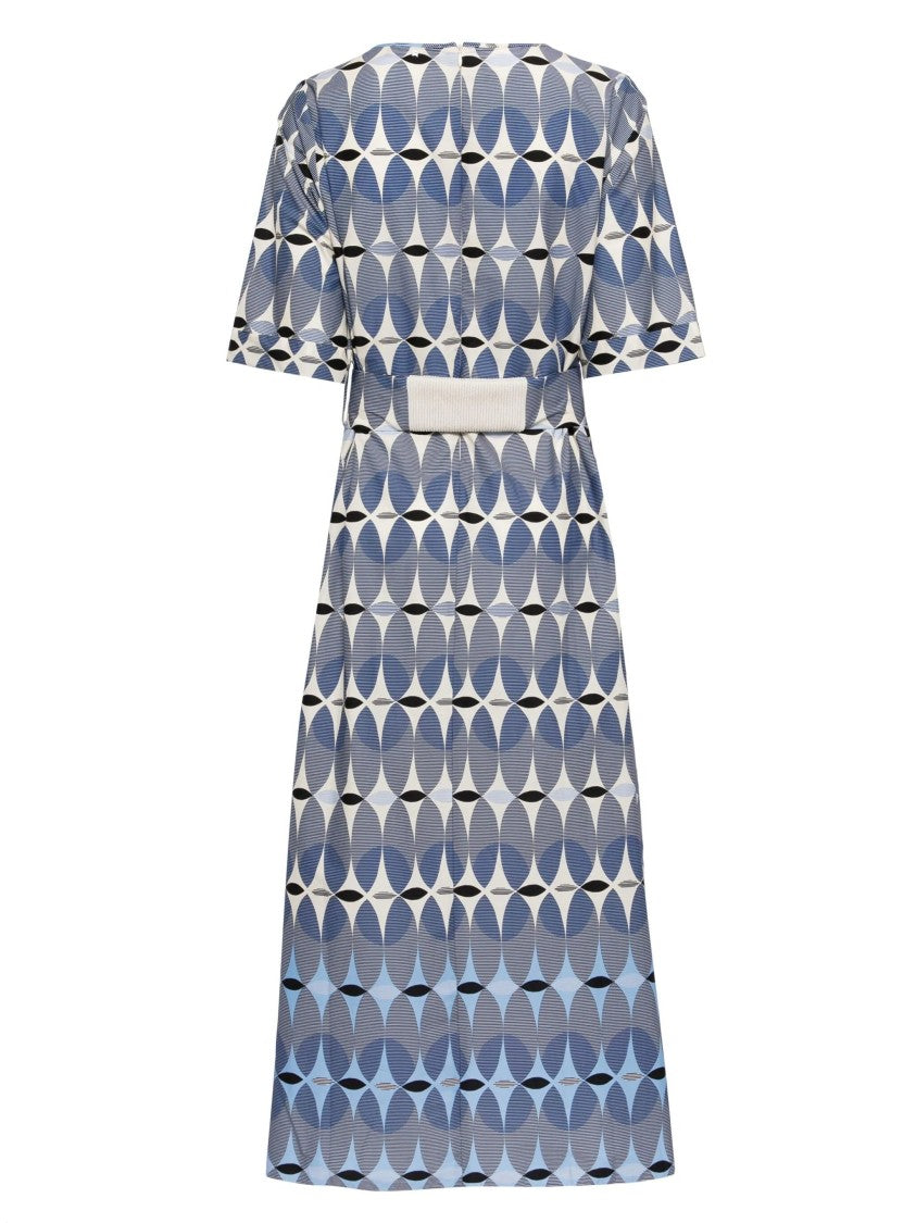 Lorena Antoniazzi Geometric Pattern Midi Dress With Cinched Waist