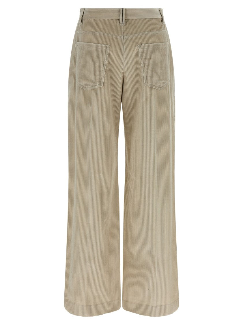 Brunello Cucinelli Wide-Leg Corduroy Trousers With Ironed Pleat