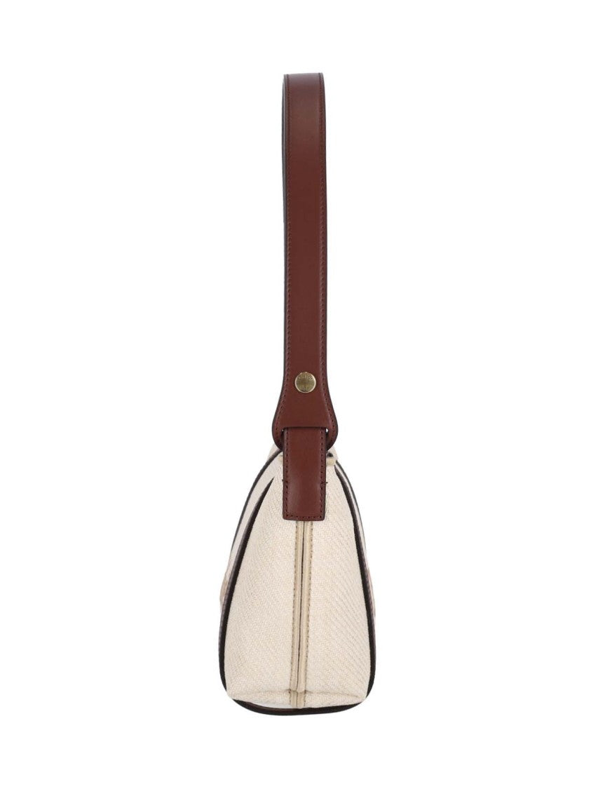 Chloé Structured Canvas Shoulder Bag With Leather Accents