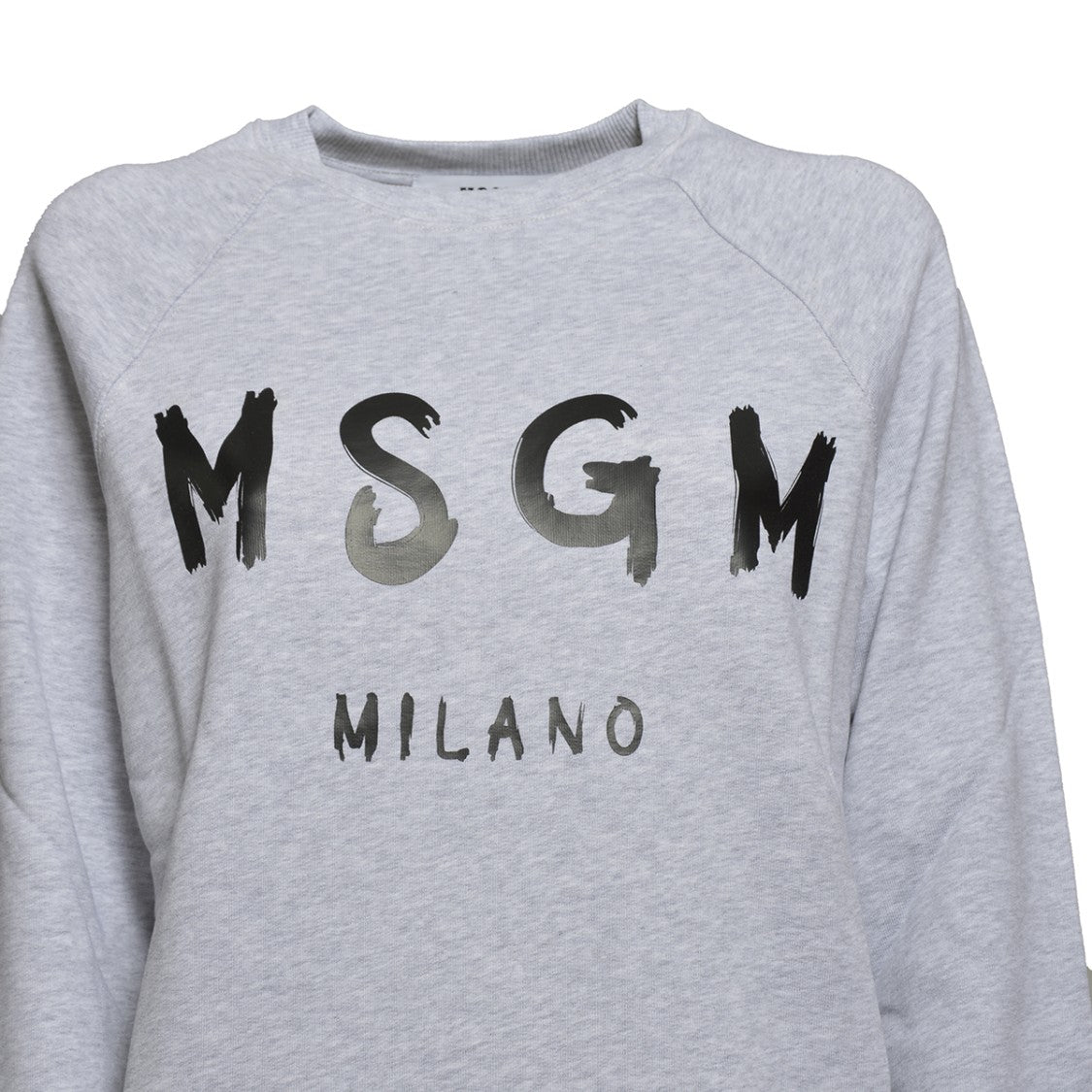 Msgm Crewneck Sweatshirt In Melange Grey Cotton