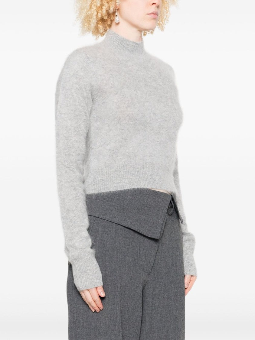 Sportmax Cropped Cashmere Sweater With High Neck And Ribbed Cuffs