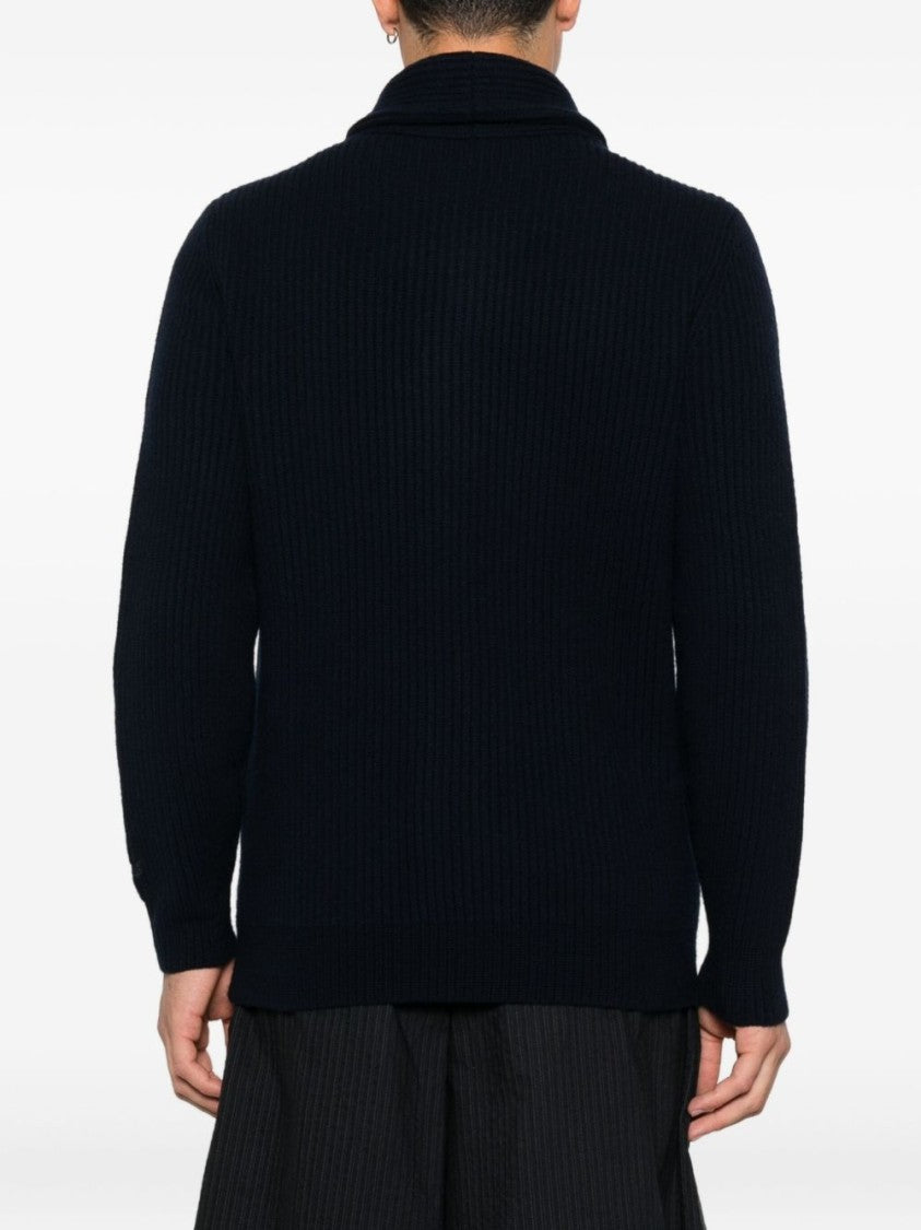 Mc2 Saint Barth Ribbed Knit Sweater With Shawl Collar