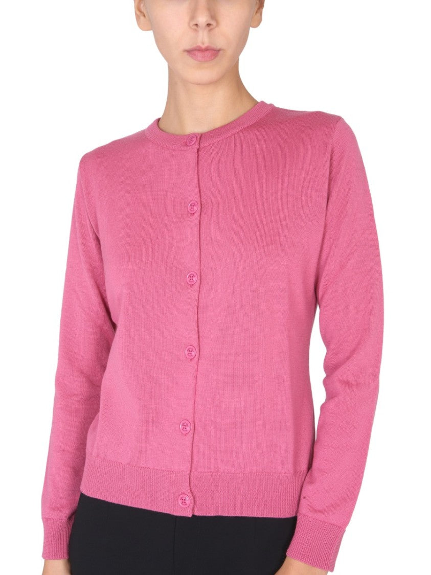Boutique Moschino Finely Knit Virgin Wool Cardigan