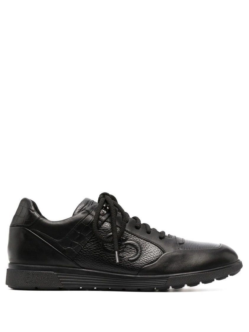 Casadei Low-Top Leather Trainers With Crocodile Skin Texture