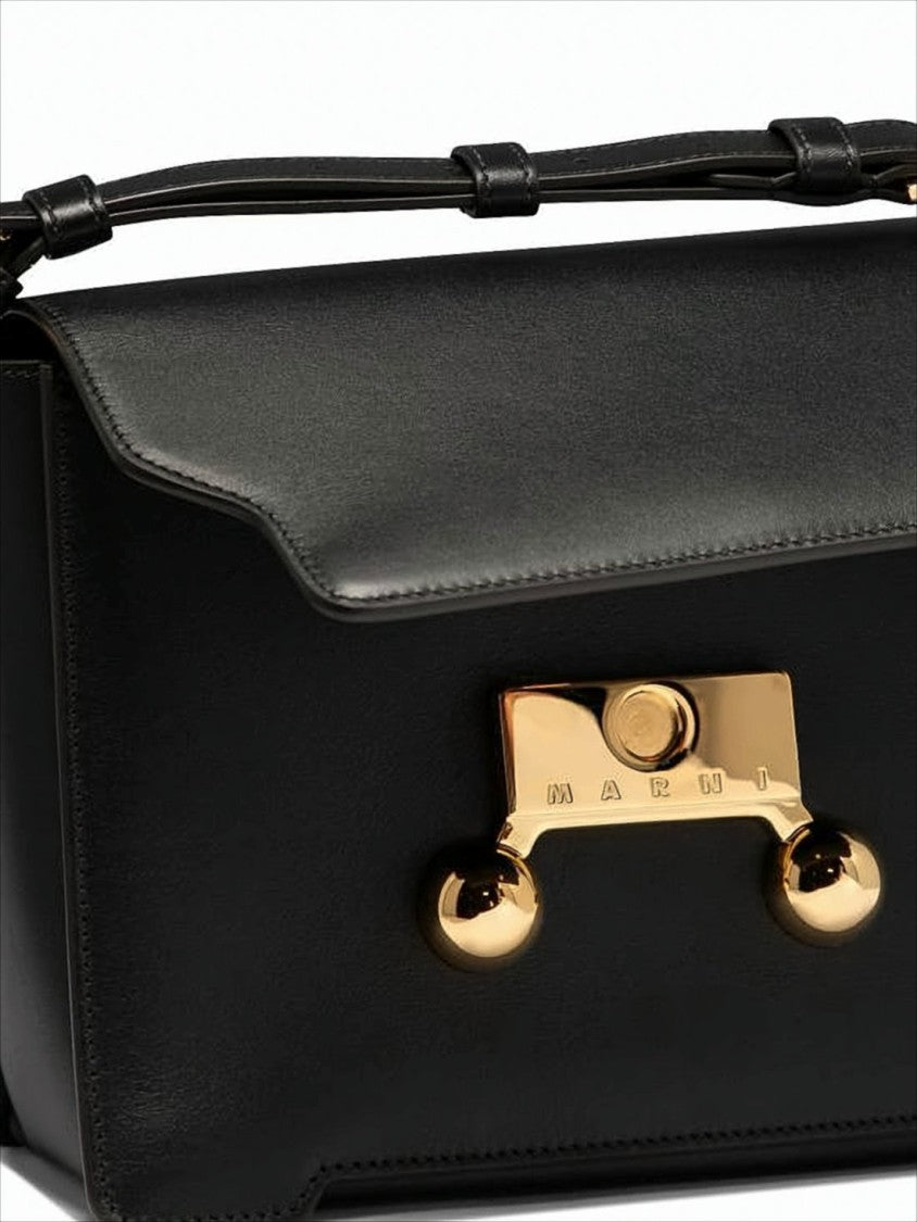 Marni Sleek Rectangular Black Crossbody Bag With Gold-Tone Metal Closure