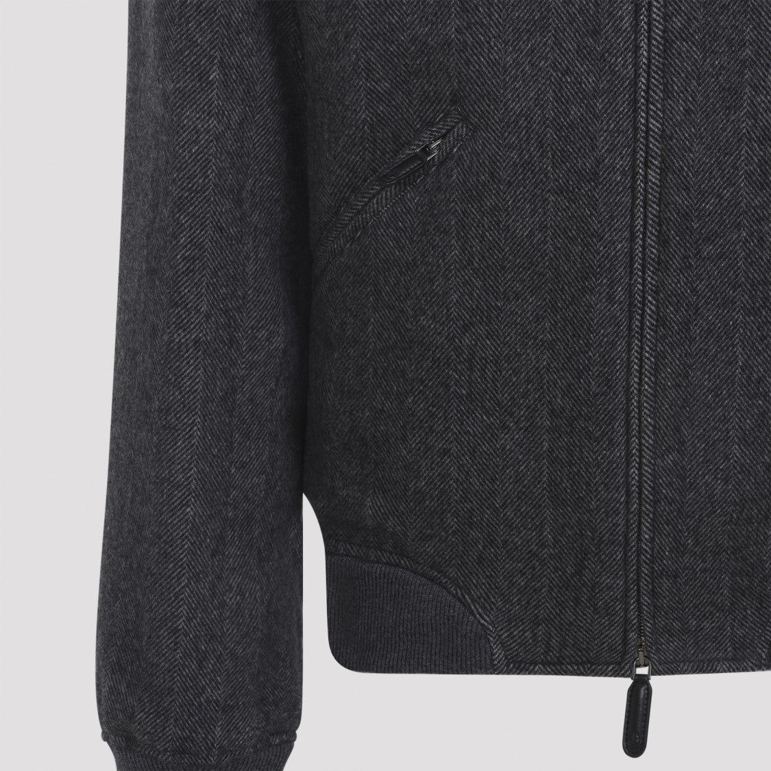 Giorgio Armani Textured Herringbone Wool Bomber Jacket