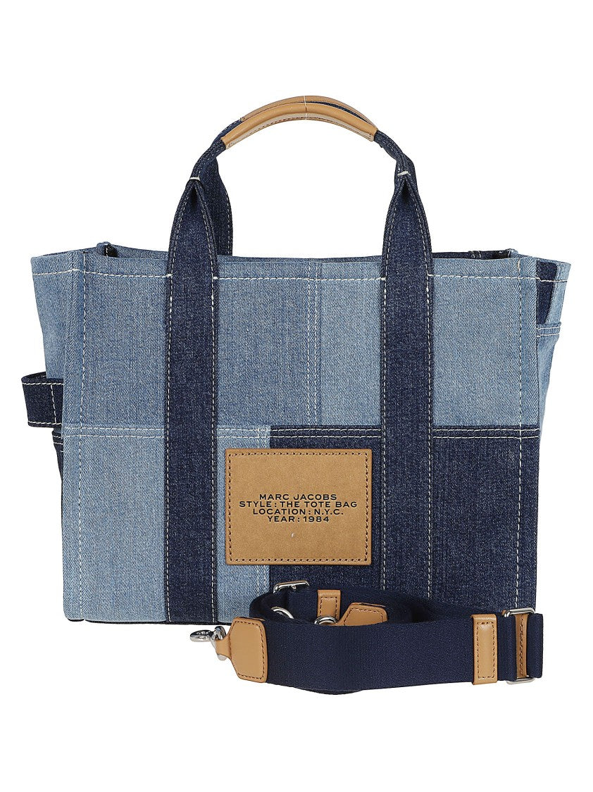 Marc Jacobs Medium Denim Tote Bag With Logo Embroidery