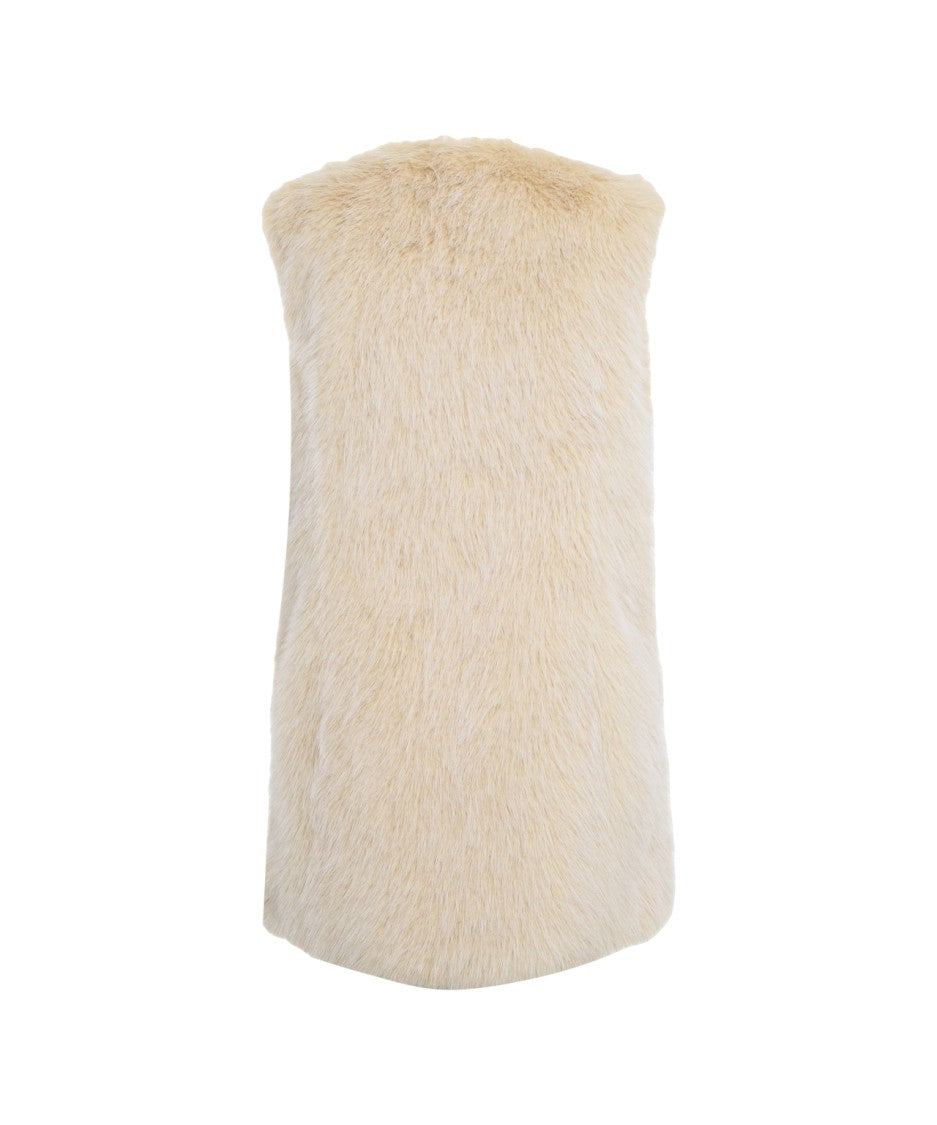 Herno Sleeveless Waistcoat In Soft Faux Fur With Elongated Silhouette