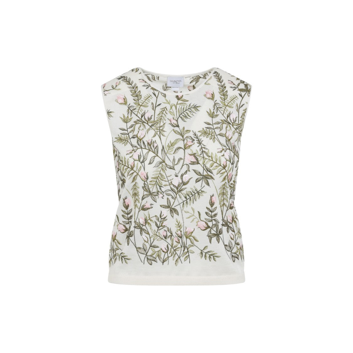 Giambattista Valli Floral Embroidered Cashmere-Silk Top