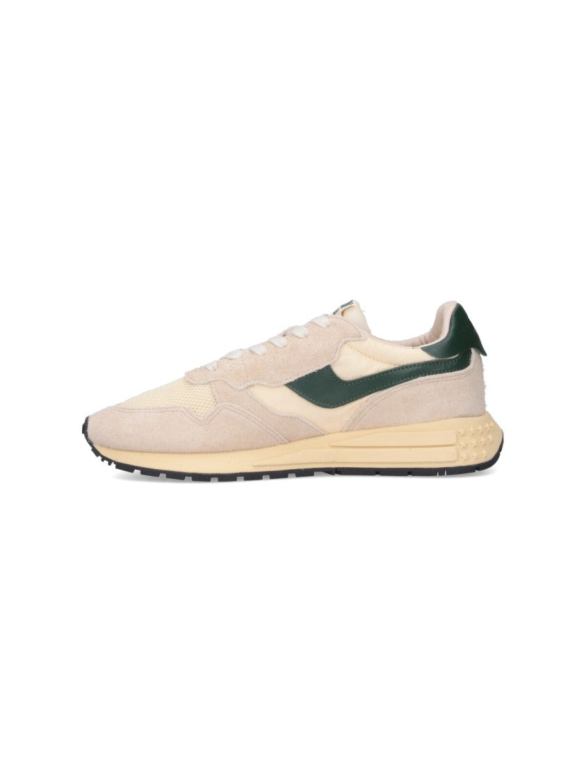 Autry Vintage-Inspired Beige Sneakers With Multi-Color Logo Accents