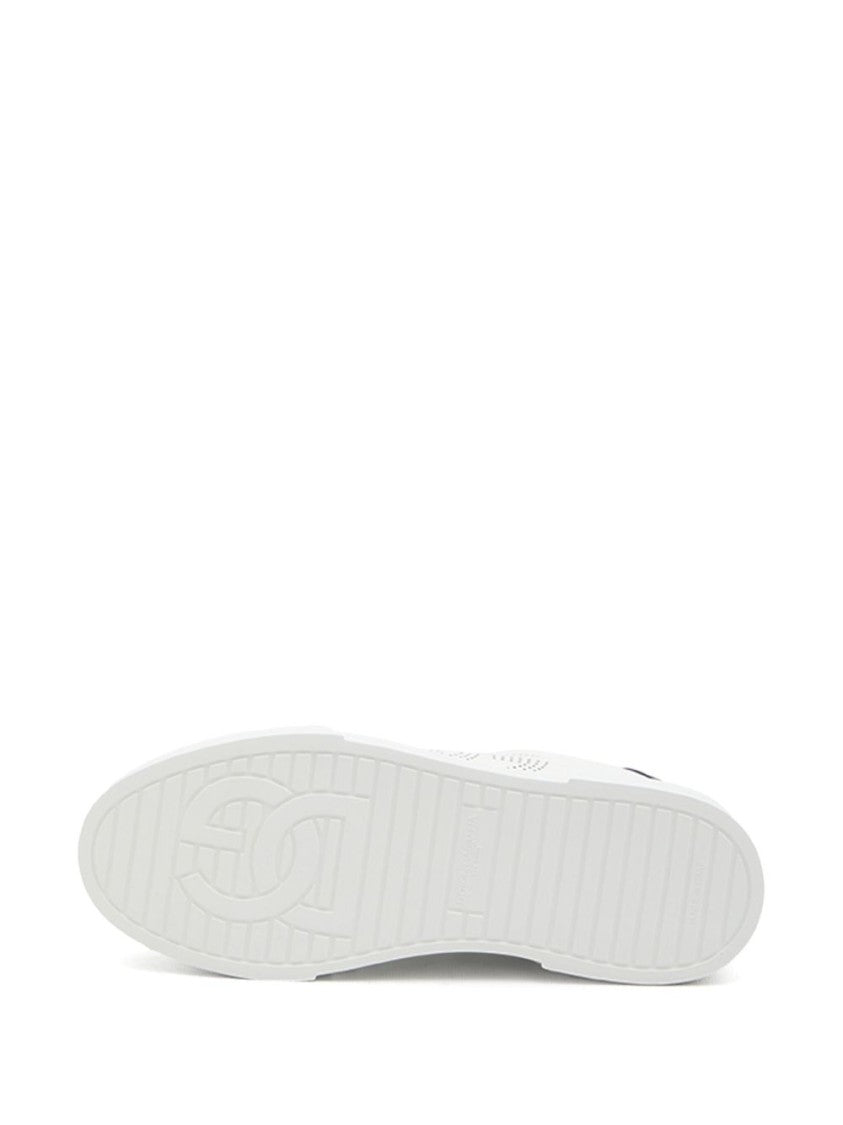 Dolce & Gabbana Perforated Leather Sneakers With Logo Accents And Flat Rubber Sole