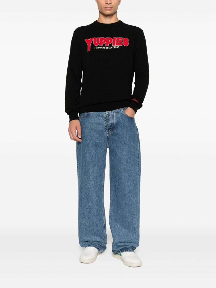 Mc2 Saint Barth Crew Neck Black Sweater