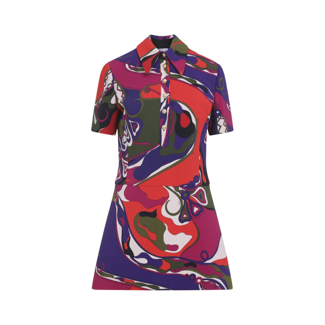 Pucci Multicolor Abstract Print Viscose Mini Dress With Flared Skirt