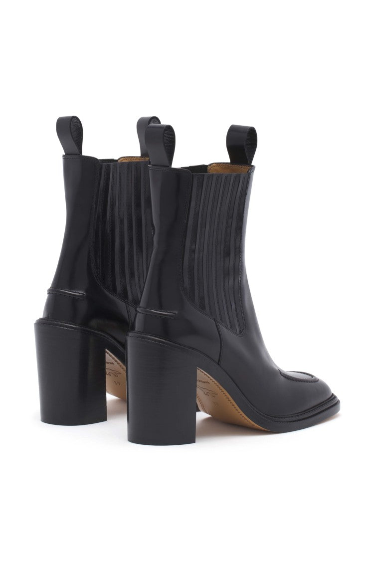 Maison Kitsuné Polished Black Leather Boots