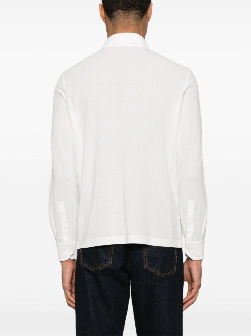 Drumohr Long-Sleeved White Polo Shirt
