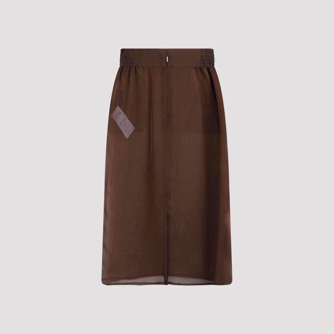 Saint Laurent Brown Silk Midi Skirt