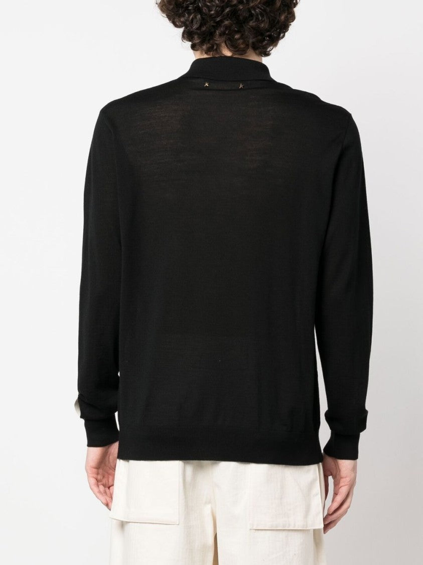 Golden Goose Knitted Virgin Wool Polo With Classic Collar And Long Sleeves