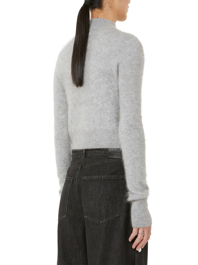 Max Mara Cropped Cashmere Sweater With High Ribbed Neckline