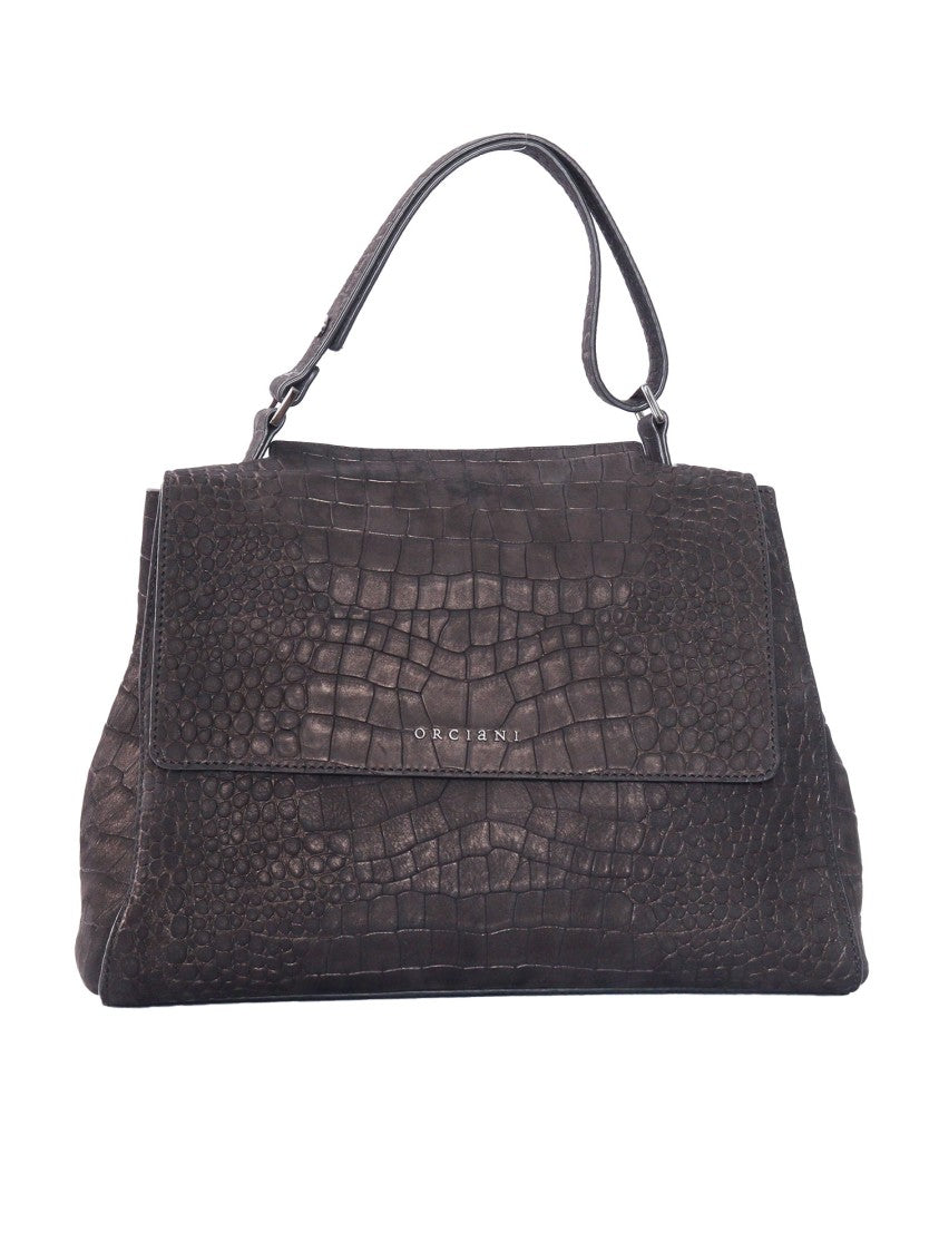 Claudio Orciani Structured Calf Leather Handbag With Flap Closure