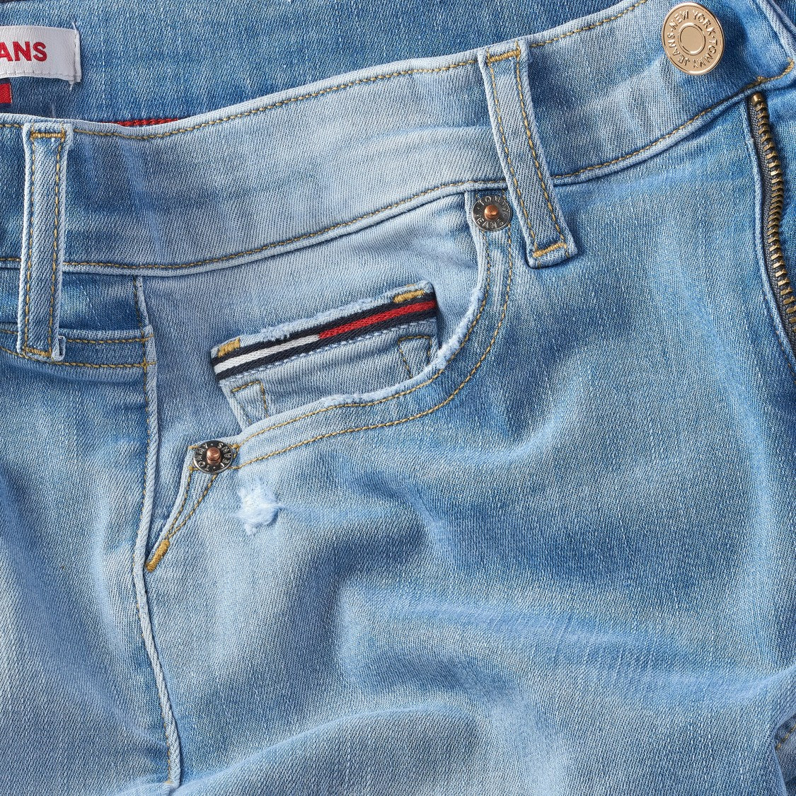 Tommy Jeans Light Blue Cotton Washed Jeans