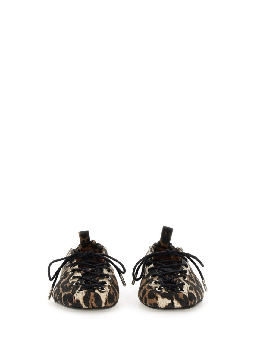 Ganni Lace-Up Ballet Flat