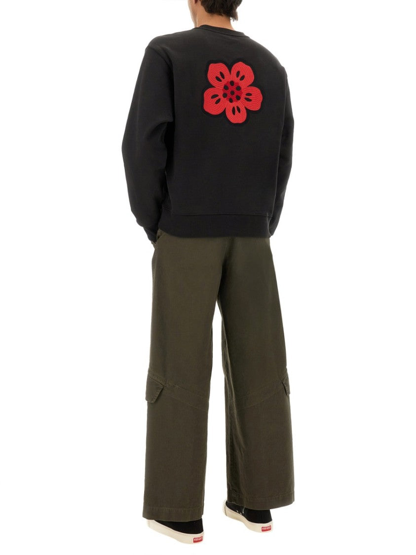 Kenzo Relaxed Fit Black Sweatshirt With Embroidered Logo