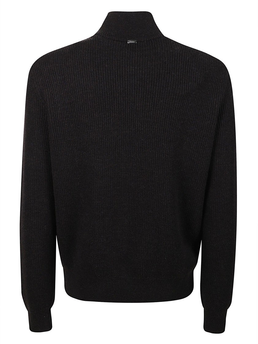 Herno Ribbed Knit And Quilted Bomber Jacket With High Collar