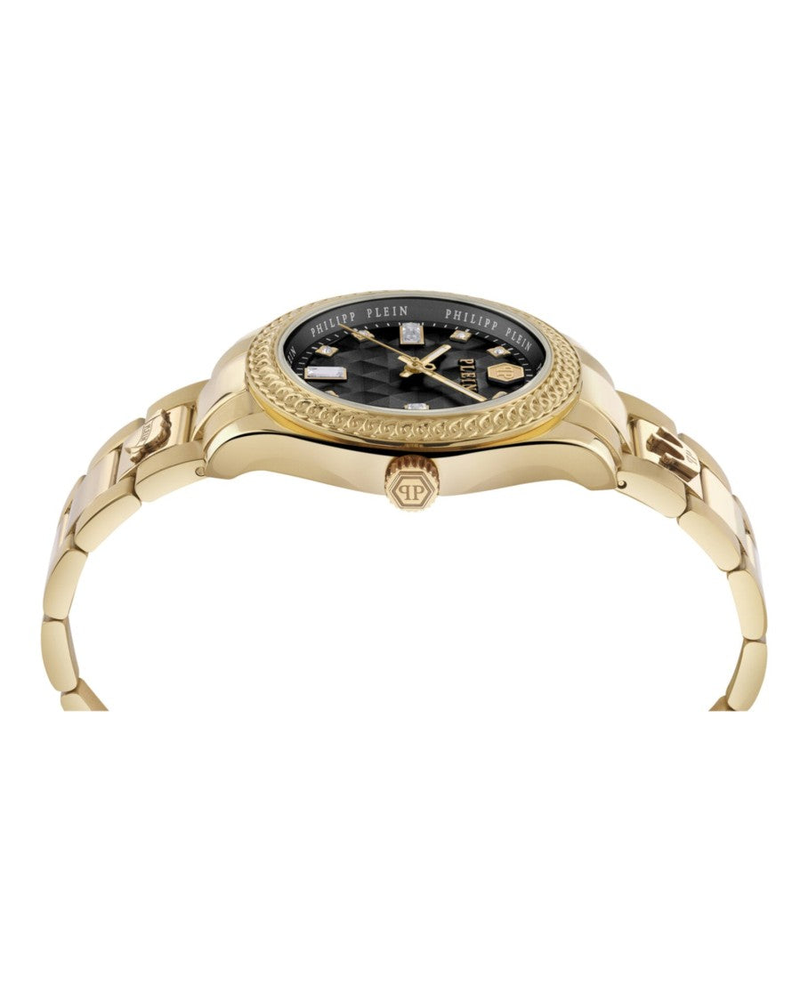 Philipp Plein Queen Crystal Watch With Black Guilloche Dial
