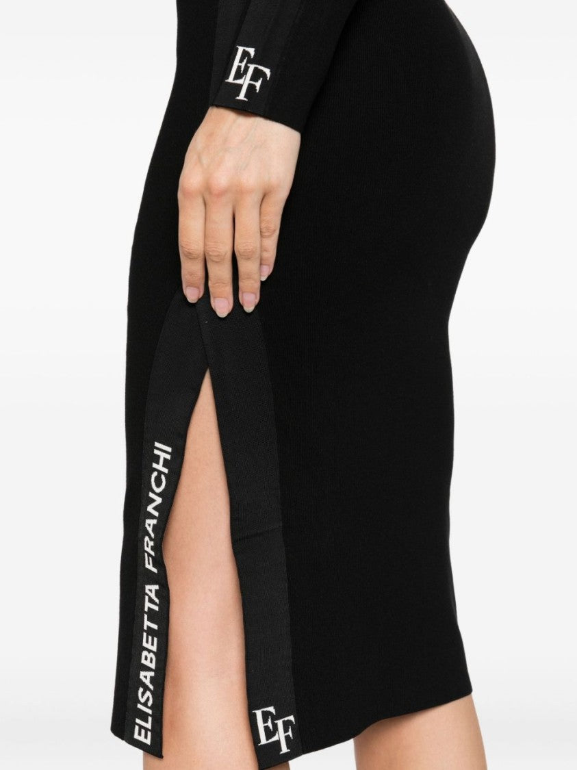 Elisabetta Franchi Form-Fitting Black Midi Dress