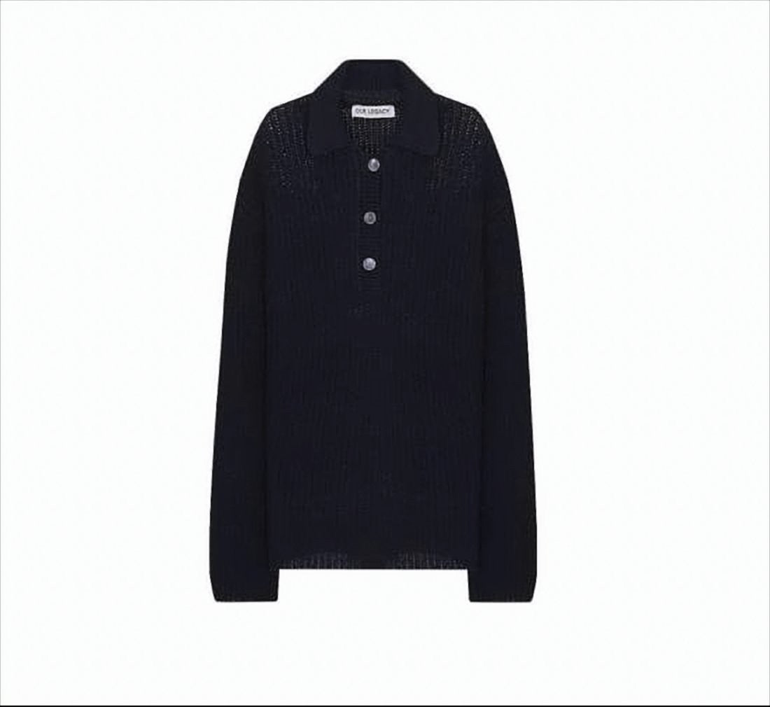 Our Legacy Textured Knit Polo T-Shirt With Relaxed Fit