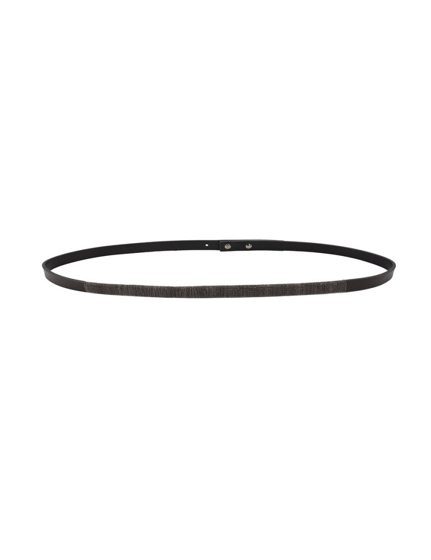 Le Tricot Perugia Buckle-Free Brown Leather Belt With Snap Button Closure