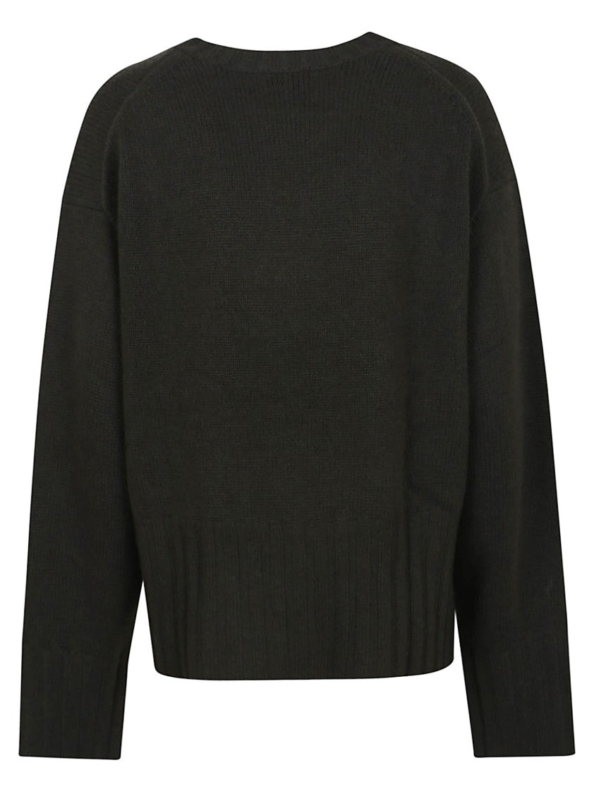 Allude Cropped Black Sweater With Relaxed Fit
