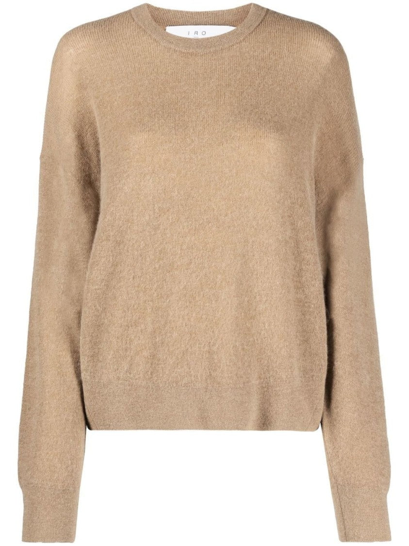 Iro Relaxed Fit Brown Pullover With Ribbed Details