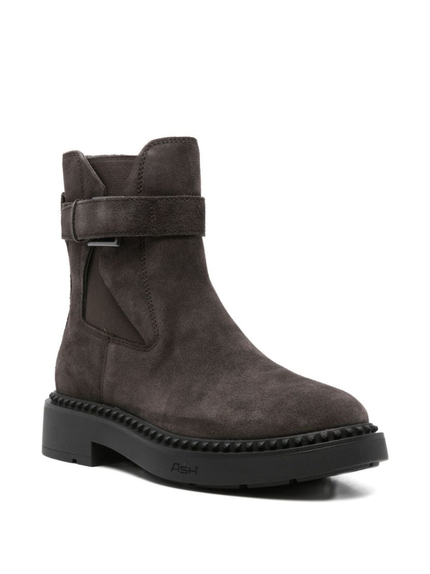 Ash Soft Suede Ankle Boots With Buckle Detail