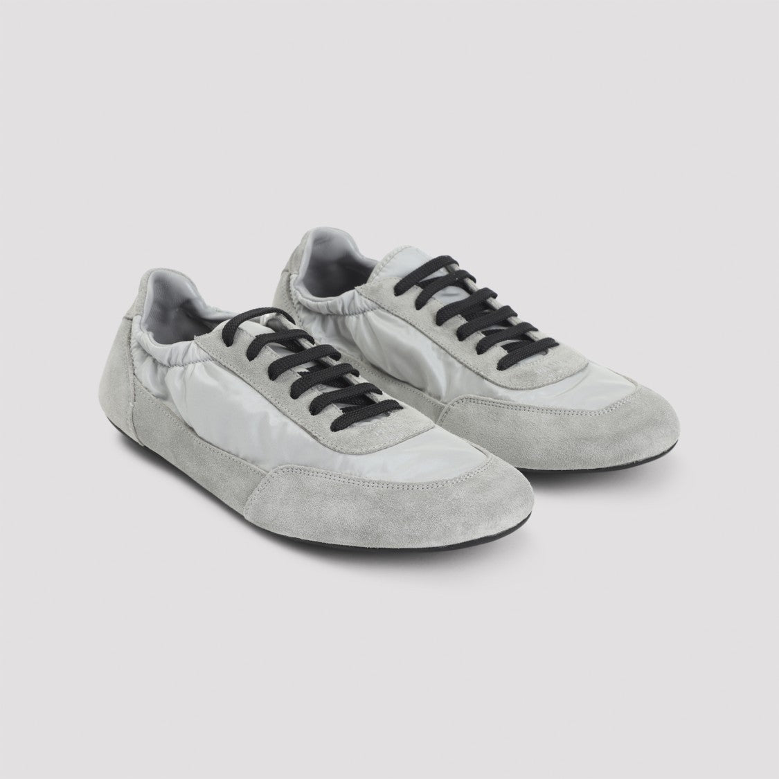 Prada Nube Calf Leather Collapse Sneakers With Silver-Tone Logo