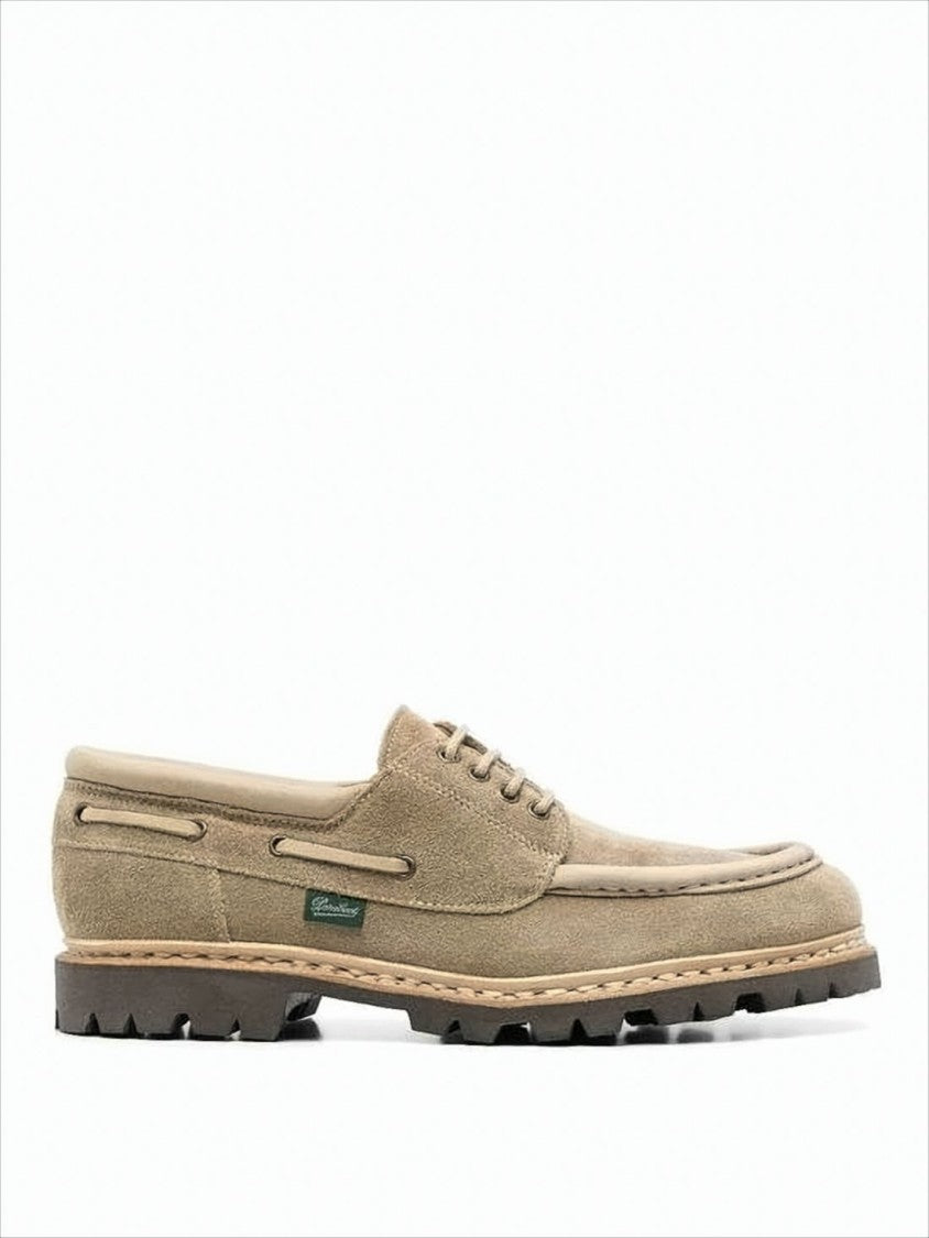 Paraboot Suede Lace-Up Dress Shoes With Moc Toe Design